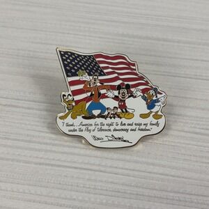Disney Pin 13138 Mickey Goofy Pluto Chip Dale American Flag Walt Quote 2002